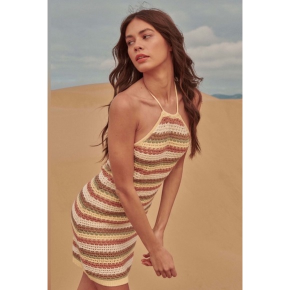 NWT Promesa Crochet Halter Mini Dress - Picture 2 of 16